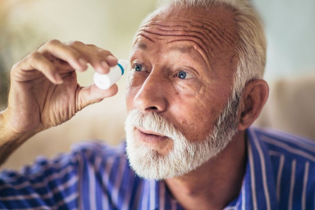 Man managing his glaucoma